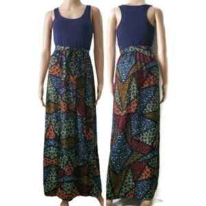 Love Fire Women's Belted Waist Multicolor Print Maxi Summer Dress Size Medium
